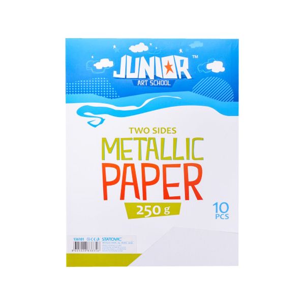 Dekoračný papier A4 Metallic biely 250 g, sada 10 ks