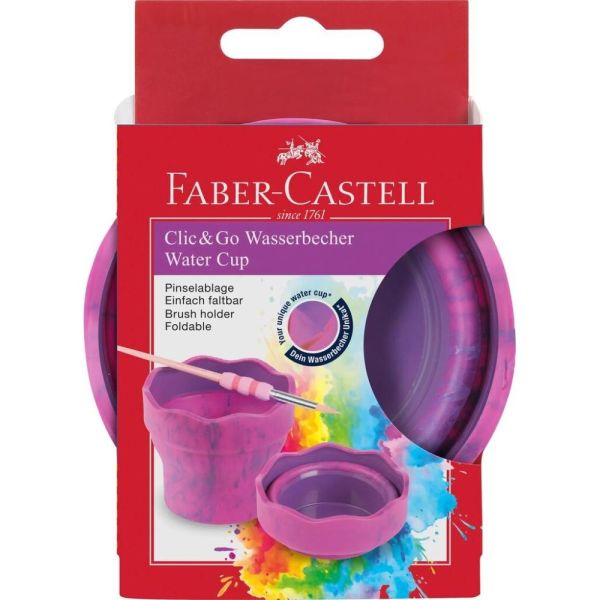 Pohár na čistenie štetcov Klik FABER-CASTELL - ružový mramor