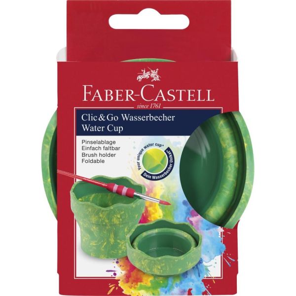 Pohár na čistenie štetcov Klik FABER-CASTELL - zelený mramor