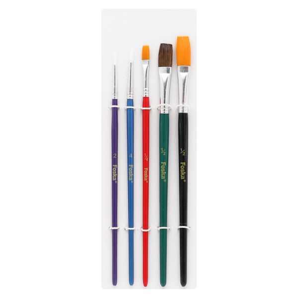 Sada štetcov Foska Color 5 ks, guľaté č. 2 a 4 + ploché č. 1/4, 1/2, 1/2