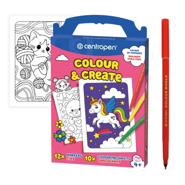 Maľovanie podľa čísiel + fixy CENTROPEN Colour & Create - dievčatá