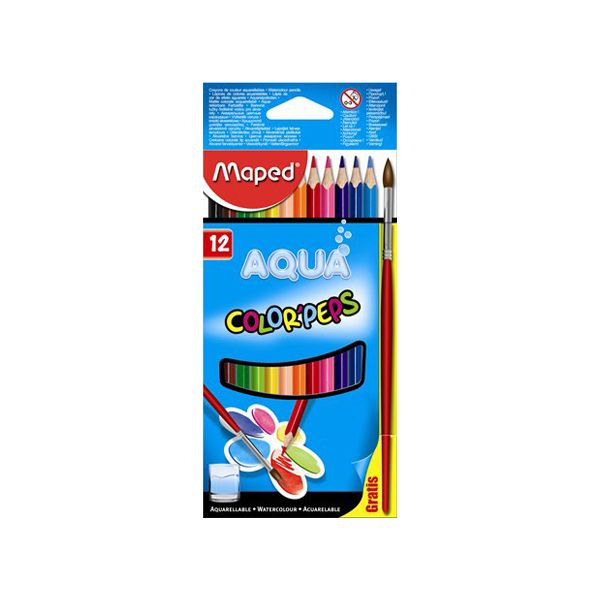 Pastelky trojhranné - akvarelové MAPED "COLOR`PEPS", 12 ks + štetec