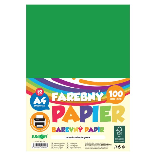 Farebný papier A4 80g/m2, bal/100 ks - zelená