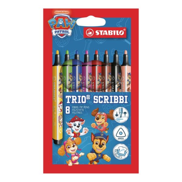 Fixy trojhranné STABILO Trio Scribbi PAW Patrol (sada 8 ks)
