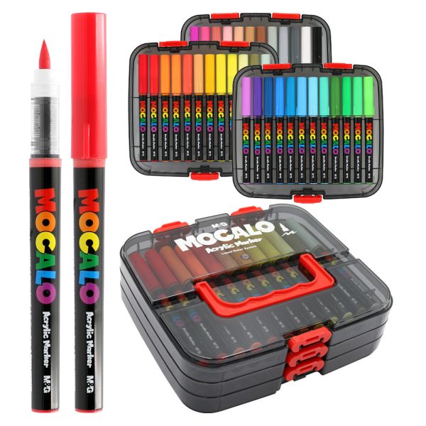 Popisovač M&G MOCALO Acrylic Marker, štetcový hrot (sada 36 farieb)