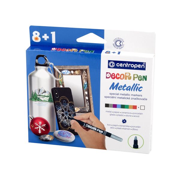 Sada popisovačovCentropen 2737 Decor pen metallic 8+1ks 