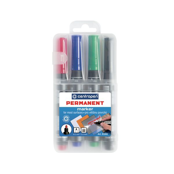 Sada permanentných popisovačov Centropen 8566/4S 