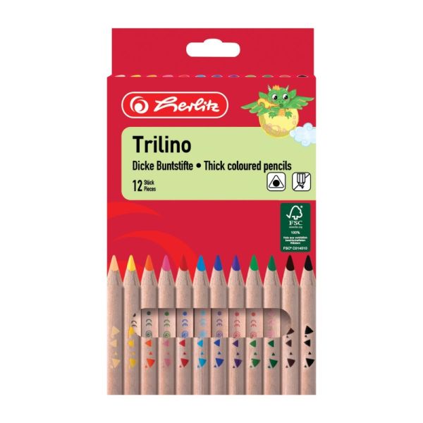 Farbičky Herlitz Trilino trojhranné 12 farieb 