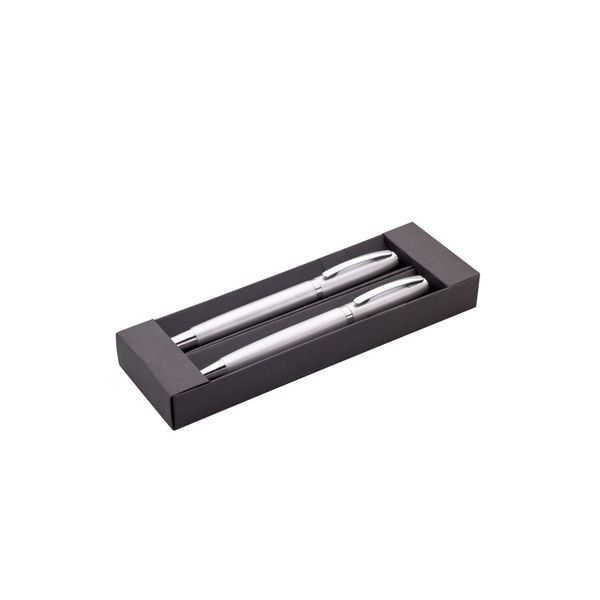 Sada kov roller + guľôčkové pero, TORICO - strieborná