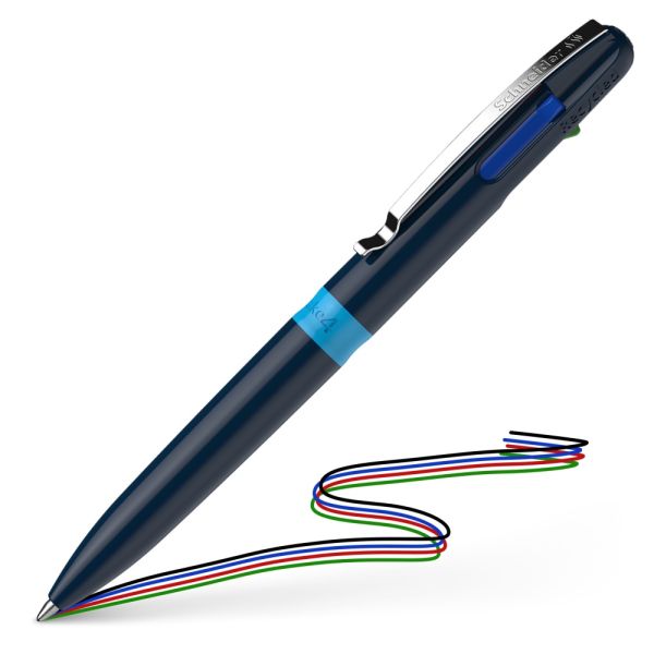 Pero guľôčkové Schneider Take 4 Blue, náplň M - 4 farebná náplň