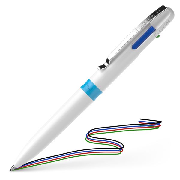 Pero guľôčkové Schneider Take 4 White, náplň M - 4 farebná náplň