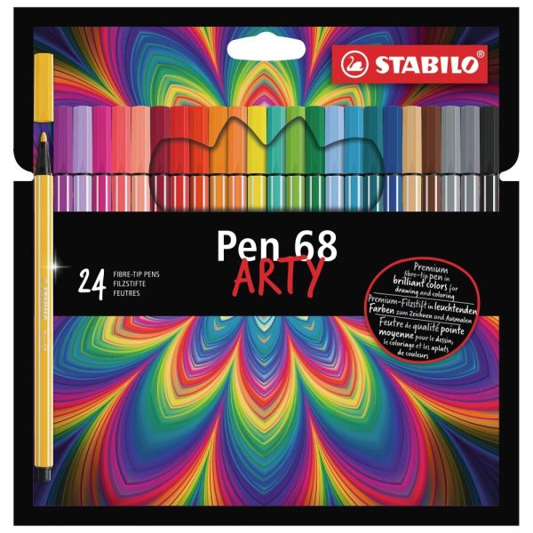 Prémiový vláknový fix - STABILO Pen 68 - ARTY- 24 ks balenie - s 24 rôznymi farbami