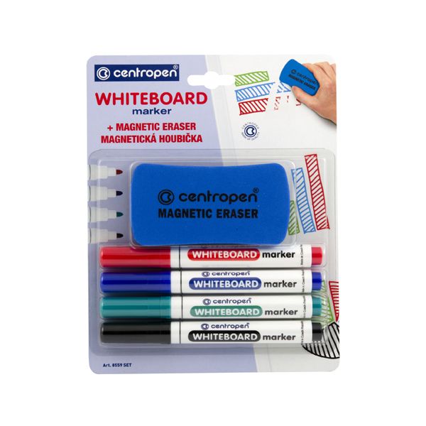 Popisovač CENTROPEN 8559 + magnetická hubka - sada 4 ks