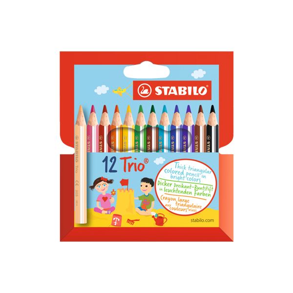 Farbičky STABILO Trio hrubé a krátke, v kartónovom obale, 12 ks 