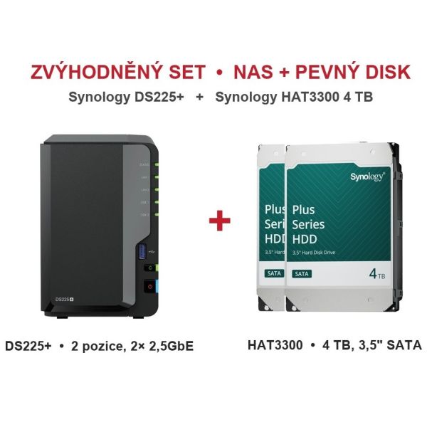 BUNDLE Synology DS225+ a 2x4GB HDD Synology HAT330-4T