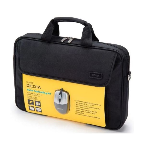 DICOTA Notebook bag Value Toploading 14-16 inch (mouse kit) D30805-RPET