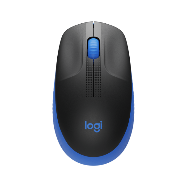 Logitech M190/Kancelárska/Optická/1 000 DPI/Bezdrôtová USB/Čierna-modrá 910-005907