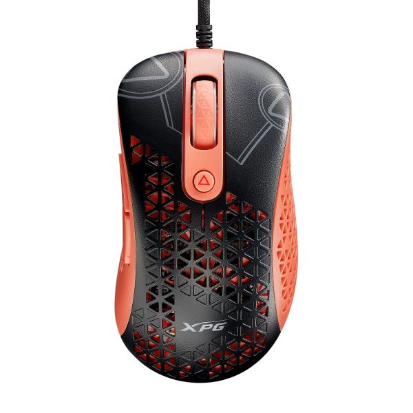 Adata XPG Slingshot Mera Edition/Herná/Optická/Pre pravákov/12 000 DPI/Drátová USB/Čierna-oranžová SLINGSHOT-BK/OGCWW