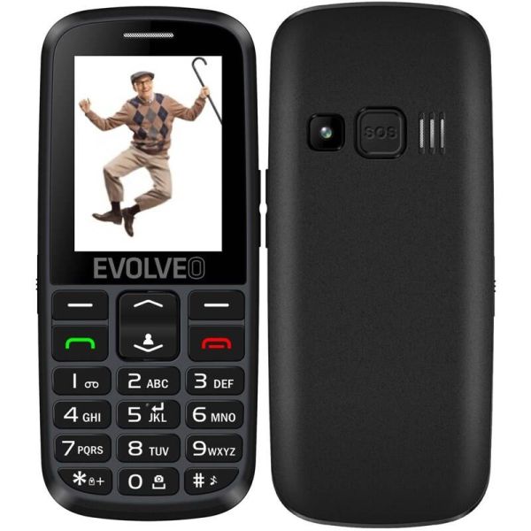 EVOLVEO EasyPhone EG, telefón pre seniorov, nabíjací stojan a adaptér, čierny EP-550-EGB