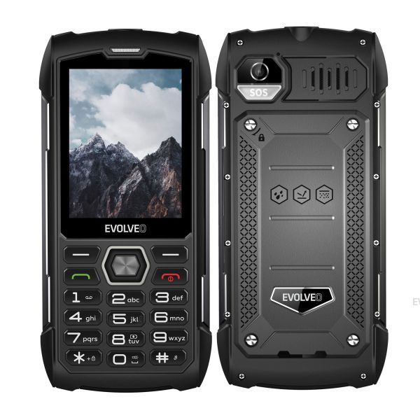 EVOLVEO StrongPhone H1, IP68 odolný Dual SIM telefón, 2,8 "LCD, 5000mAh, Powerbanka, černo-sivý SGP-H1-BG