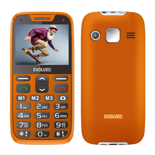EVOLVEO EasyPhone XR, mobilný telefón pre seniorov s nabíjacím stojanom, oranžový EP-601-XR-OR