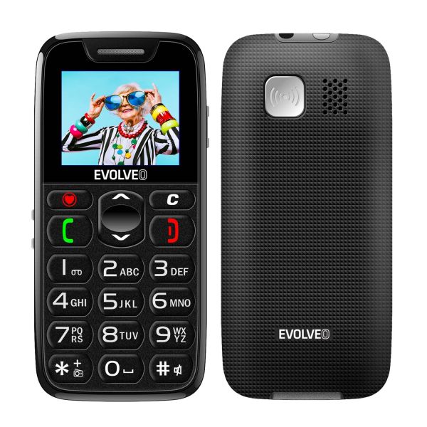 EVOLVEO EasyPhone, mobilný telefón pre seniorov s nabíjacím stojanom, čierna EP-501-BK