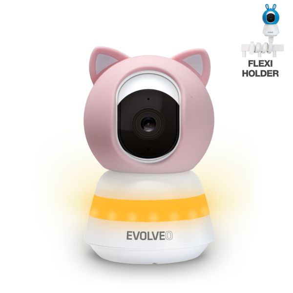 EVOLVEO Baby Monitor LUX- Múdra 360° videoopatrovateľka s nočným videním, detekciou pláča a pohybu, ružová CAM-LUX-P