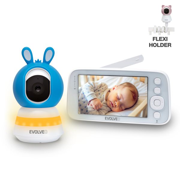EVOLVEO Baby Monitor N5 - Set videoopatrovateľky s 360° dohľadom, obousmernou komunikáciou a uspávankami, CAM-5-B
