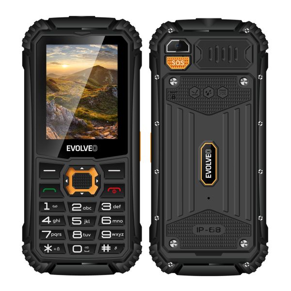 EVOLVEO StrongPhone Q1, vodotesný odolný Dual SIM telefón, černo-oranžový SGP-Q1-BO