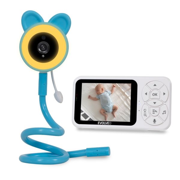 EVOLVEO Baby Monitor N35, dětská chůva s kamerou, VOX, teplomer, nočné videnie, RGB svetlo, Modrá CAM-35B