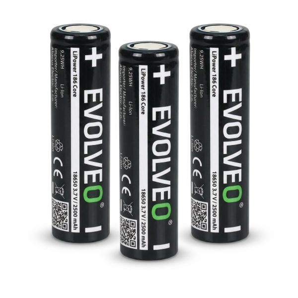 EVOLVEO LiPower 186 Core 2500, Li-ion batéria 18650 (3.7 V / 2500 mAh), 3ks LIP-1862C-3