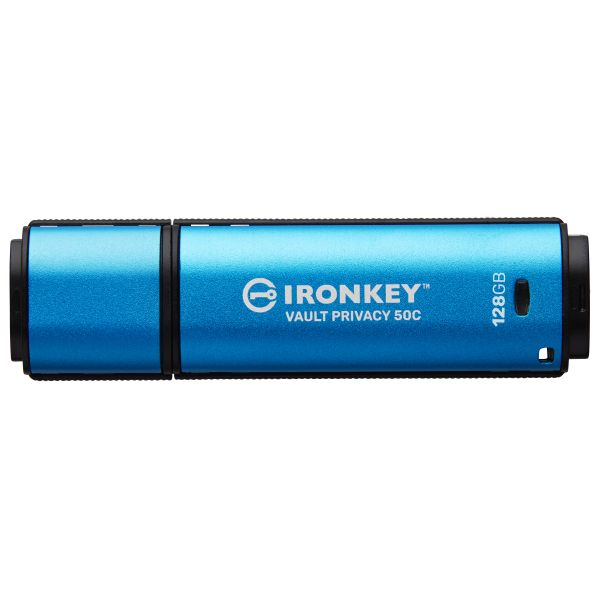 Kingston Ironkey Vault Privacy 50C/128GB/USB 3.2/USB-C/Modrá IKVP50C/128GB