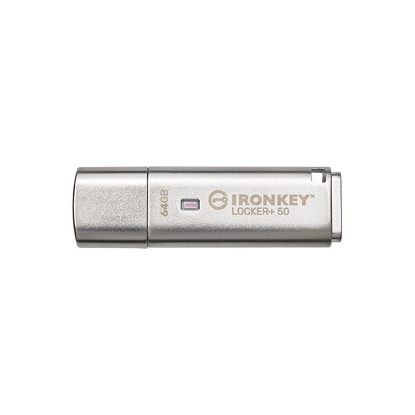 Kingston IronKey Locker+ 50/64GB/USB 3.1/USB-A/Strieborná IKLP50/64GB