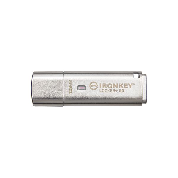 Kingston IronKey Locker+ 50/128GB/USB 3.1/USB-A/Strieborná IKLP50/128GB