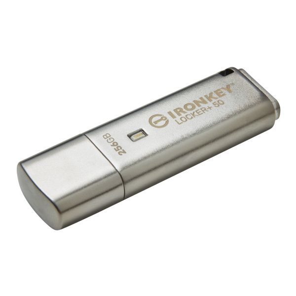 Kingston IronKey Locker+ 50/256GB/USB 3.1/USB-A/Strieborná IKLP50/256GB