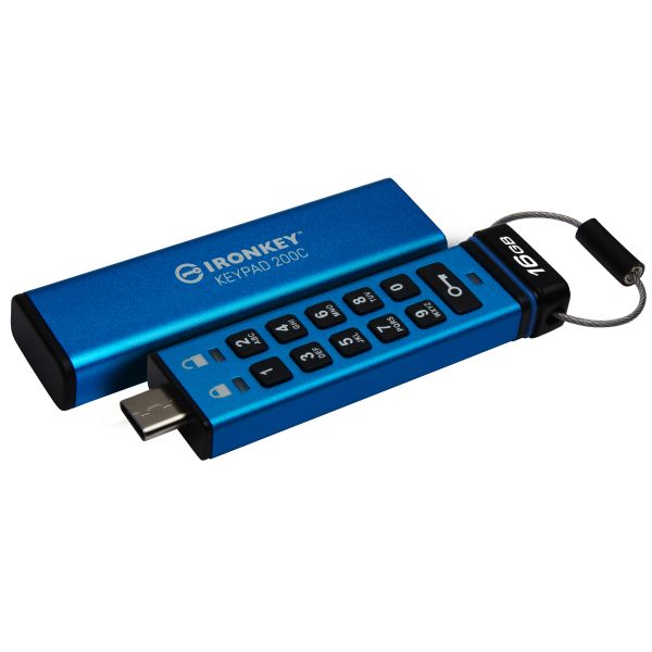 Kingston Ironkey Keypad 200C/16GB/USB 3.0/USB-C/Modrá IKKP200C/16GB