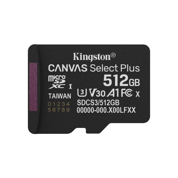 Kingston Canvas Select Plus/Micro SDXC/512GB/UHS-I U3 / Class 10 SDCS3/512GBSP
