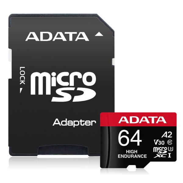 Adata High Endurance/Micro SD/64GB/UHS-I U3 / Class 10/+ Adaptér AUSDX64GUI3V30SHA2-RA1