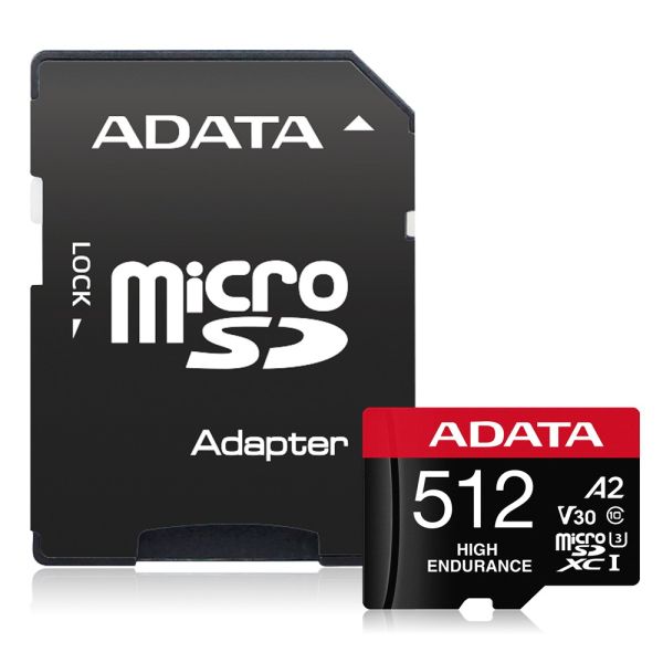 Adata High Endurance/Micro SD/512GB/UHS-I U3 / Class 10/+ Adaptér AUSDX512GUI3V30SHA2-RA1