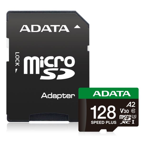 Adata Speed Plus/Micro SD/128GB/UHS-I U3/Class 10/+ Adaptér UD128GUI3V30A2SP-RA1
