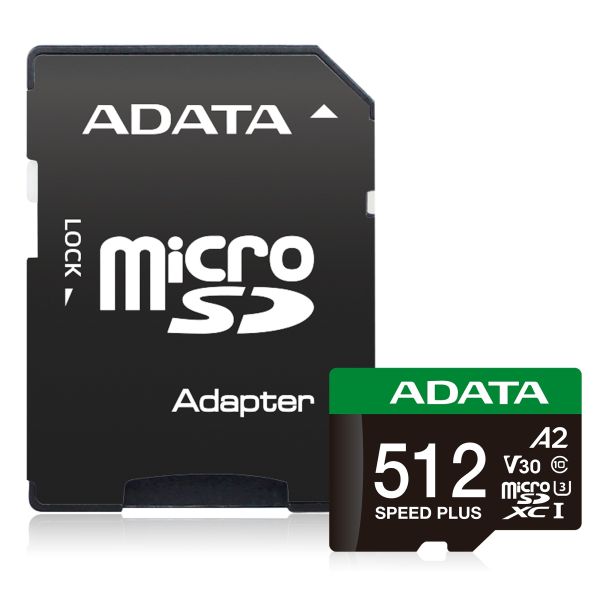 Adata Speed Plus/Micro SD/512GB/UHS-I U3/Class 10/+ Adaptér UD512GUI3V30A2SP-RA1