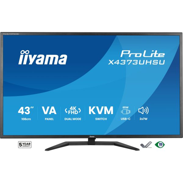 iiyama ProLite/X4373UHSU-B2/42,5"/VA/4K UHD/60Hz/3ms/Čierna/3R X4373UHSU-B2