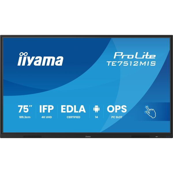 75" iiyama TE7512MIS-B4AG: IPS, 4K, 40P, USB-C TE7512MIS-B4AG