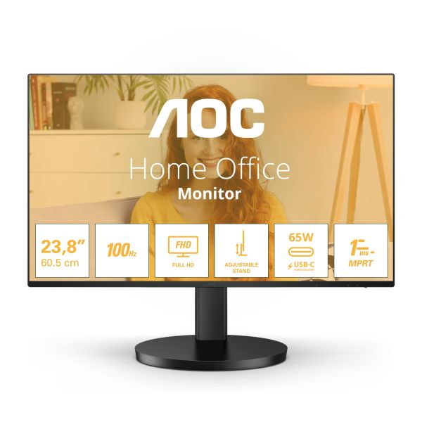 AOC/24B3CF2/23,8"/IPS/FHD/100Hz/1ms/Black/3R 24B3CF2