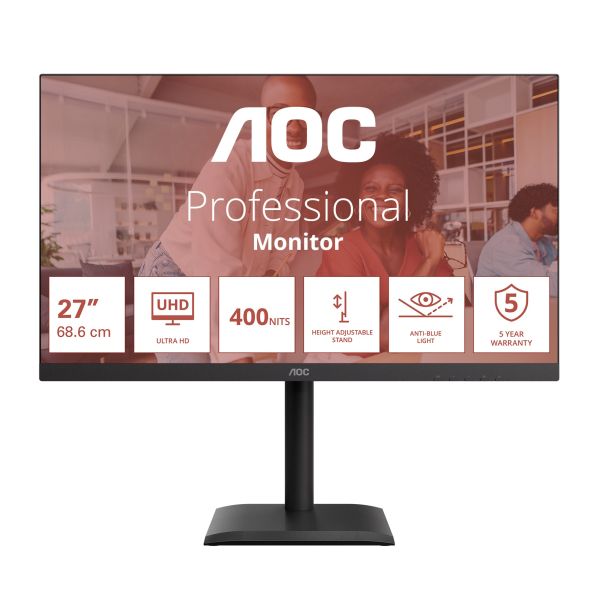 AOC/U27E4CV/27"/IPS/4K UHD/60Hz/4ms/Čierna/5R U27E4CV