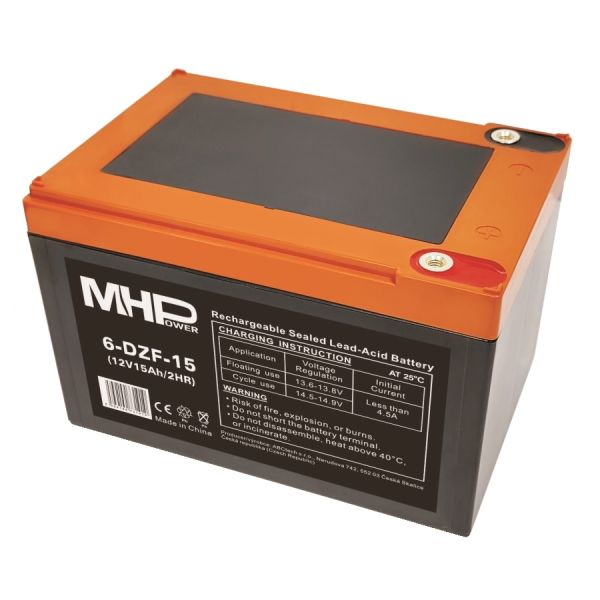 MHPower 6-DZF-15 Trakčná gelová batéria 12V/15Ah, Terminál D1 - M5, Deep Cycle 6-DZF-15