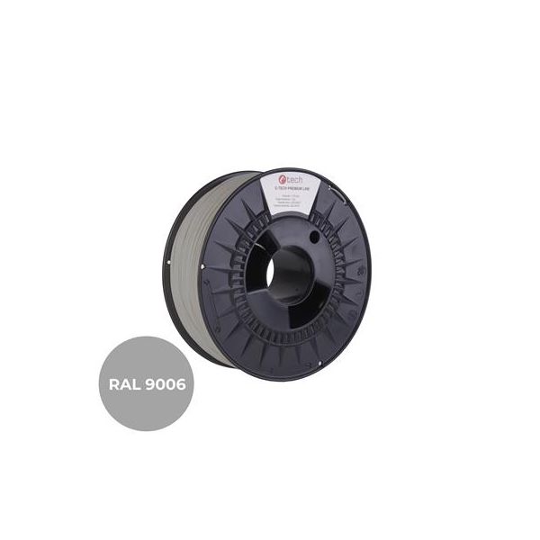 Tlačová struna (filament) C-TECH PREMIUM LINE, PLA, biely hliník, RAL9006, 1,75mm, 1kg 3DF-P-PLA1.75-9006