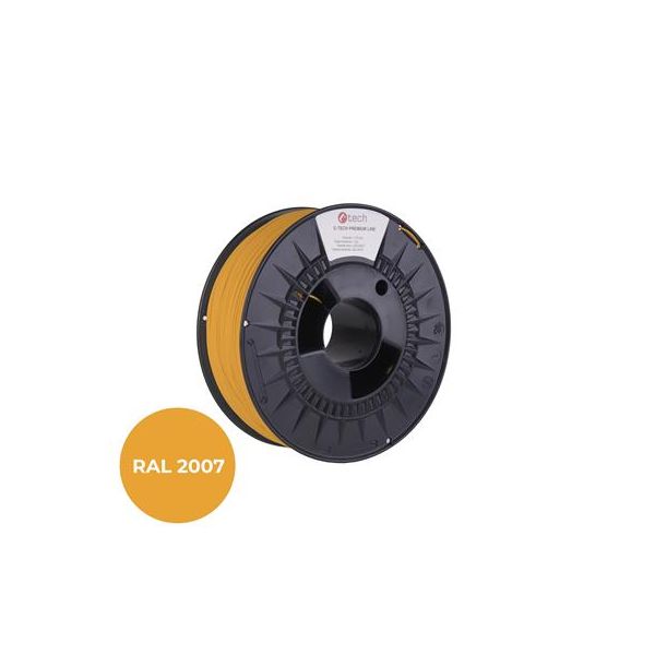 Tlačová struna (filament) C-TECH PREMIUM LINE, PLA, luminiscenčná svetlá oranžová, RAL2007, 1,75mm, 3DF-P-PLA1.75-2007