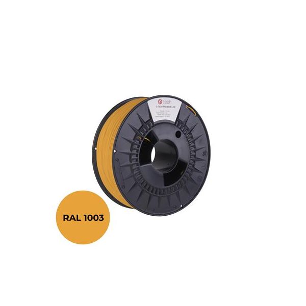 Tlačová struna (filament) C-TECH PREMIUM LINE, PLA, signálna žltá, RAL1003, 1,75mm, 1kg 3DF-P-PLA1.75-1003