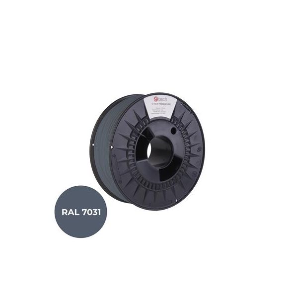 Tlačová struna (filament) C-TECH PREMIUM LINE, PLA, šedomodrá, RAL7031, 1,75mm, 1kg 3DF-P-PLA1.75-7031